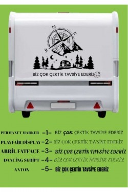 Çekme Karavan Motokaravan Araç Pusula Dağ Doğa Sticker Yapışkan Geyik Camp