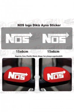 2 Adet Nos Logo Dikiz Ayna Beyaz Sticker, Araba Etiket, Tuning, Aksesuar, Modifiye, Arma,