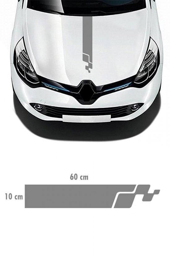 Renault Clio Rs Kaput Şerit Sticker - Oto Sticker - Araba Sticker - 60x14cm
