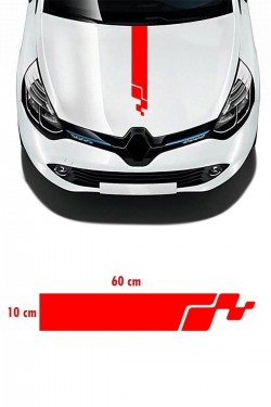 Renault Clio Rs Kaput Şerit Sticker - Oto Sticker - Araba Sticker - 60x14cm