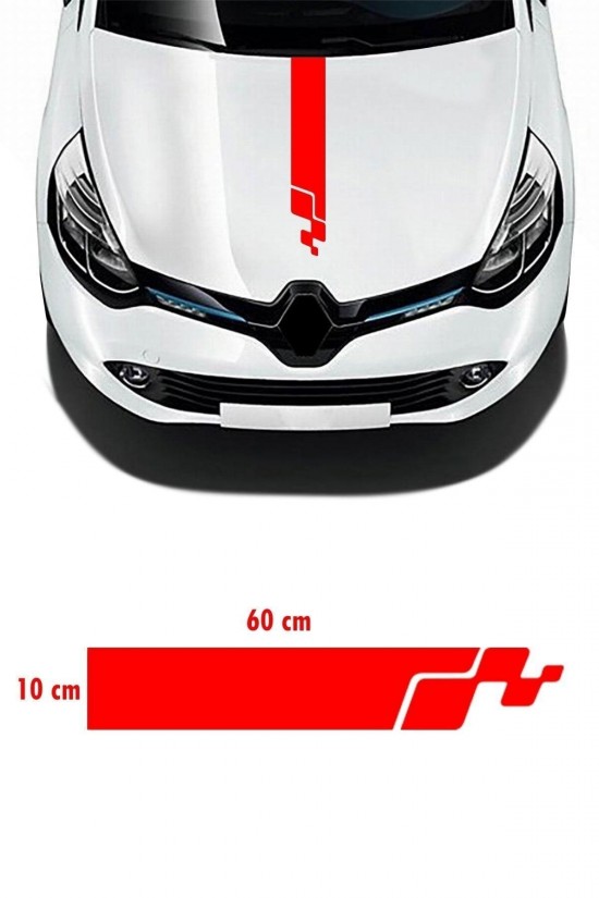 Renault Clio Rs Kaput Şerit Sticker - Oto Sticker - Araba Sticker - 60x14cm