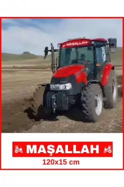Kırmızı Traktör Güneşlik 120x15 Renkli Baskı Traktör Case Tümosan Massey Erkunt
