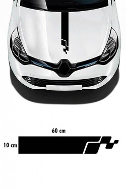Renault Clio Rs Kaput Şerit Sticker - Oto Sticker - Araba Sticker - 60x14cm