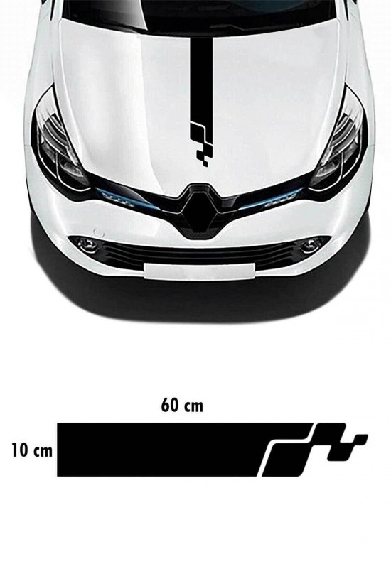 Renault Clio Rs Kaput Şerit Sticker - Oto Sticker - Araba Sticker - 60x14cm