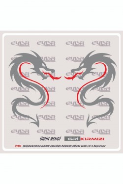 Kırmızı Dilli Ejderha Sticker 50x35 Sağ-sol