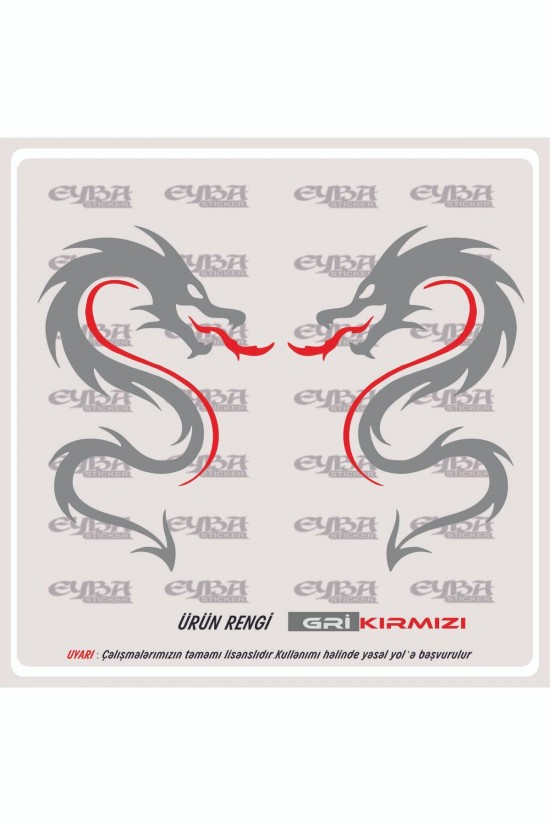 Kırmızı Dilli Ejderha Sticker 50x35 Sağ-sol