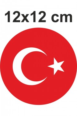 Oval Türk Bayrağı Oto Sticker, 12x12 Cm, Araba Sticker