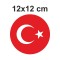 Oval Türk Bayrağı Oto Sticker, 12x12 Cm, Araba Sticker
