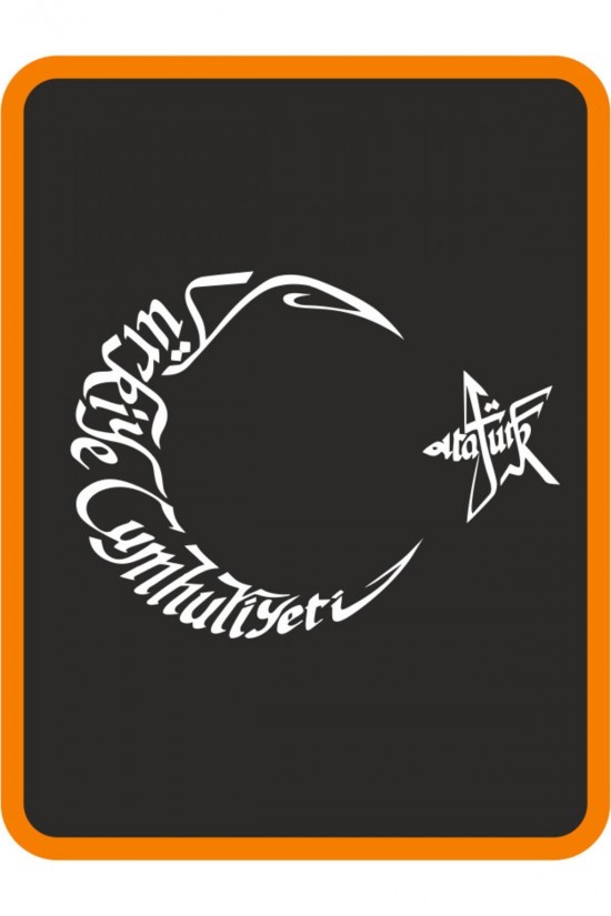 T.c Atatürk Yazılı Ay Yıldız Oto Sticker 40x30 Cm Beyaz