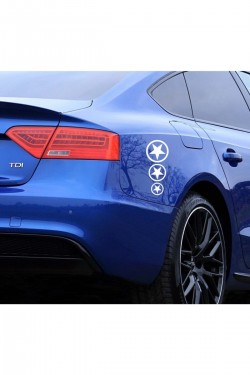 Üçlü Yıldız Oto Sticker 20x10 Cm Beyaz