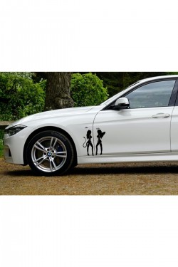 Seksi Melek Ve Şeytan Oto Sticker 20x16 Cm Siyah