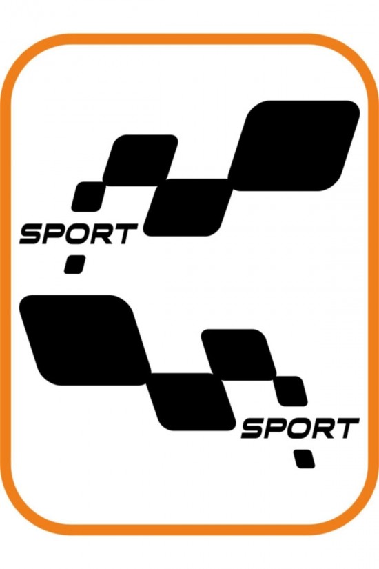 2 Adet Sport Damalı Sağ-sol Takım Oto Sticker 30x16 Cm Siyah