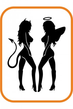 Seksi Melek Ve Şeytan Oto Sticker 20x16 Cm Siyah
