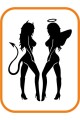 Seksi Melek Ve Şeytan Oto Sticker 20x16 Cm Siyah