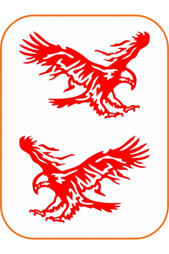 2 Adet Kartal Oto Sticker 20x15 Cm Sağ Ve Sol ( Kırmızı )
