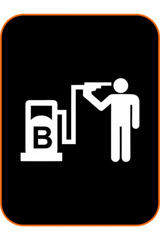 Depo Kapağı Benzin Oto Sticker 14x10 Cm Beyaz