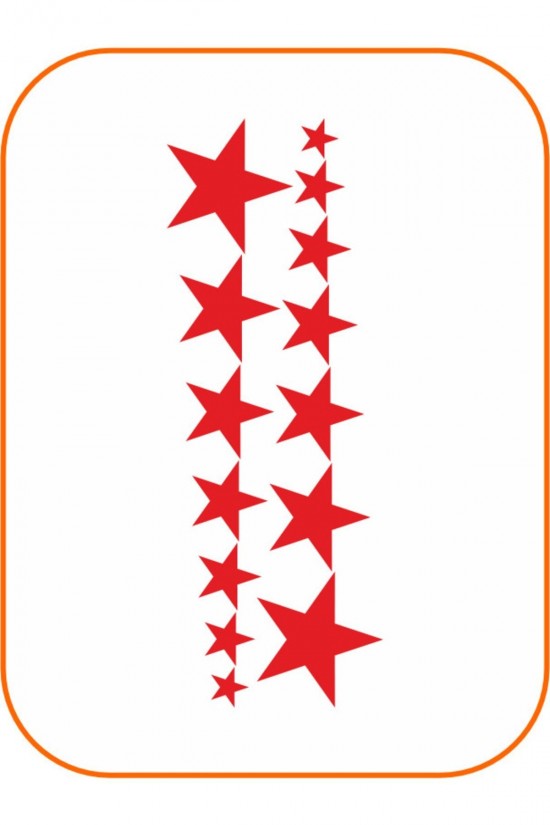 14'lü Sıralı Yıldız Oto Sticker 25x10 Cm Kırmızı