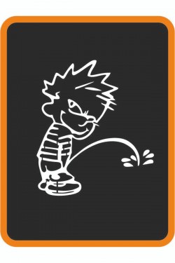 Yaramaz Işeyen Çocuk Oto Sticker Motor Sticker 14x12 Cm Beyaz