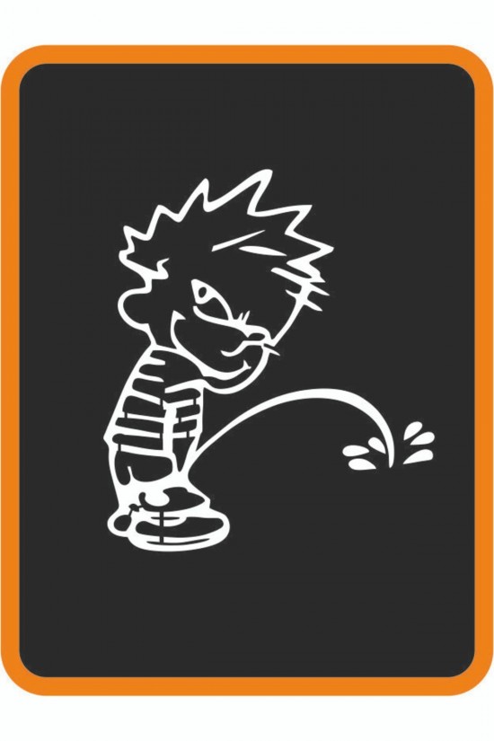 Yaramaz Işeyen Çocuk Oto Sticker Motor Sticker 14x12 Cm Beyaz