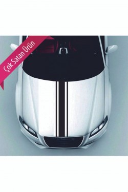 Kaput Çift Şerit Sticker Oto Sticker Siyah