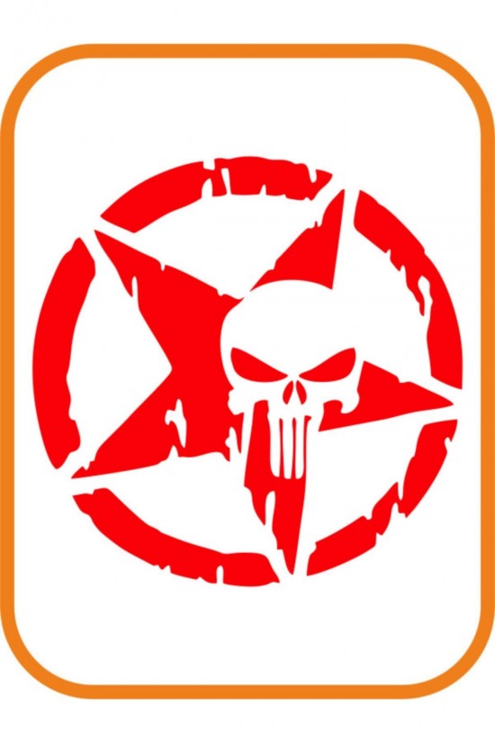 Star Punısher Oto Sticker Kırmızı Star Punısher Oto Sticker Kırmızı