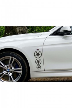 Üçlü Yıldız Oto Sticker 20x10 Cm Siyah Üçlü Yıldız Oto Sticker 20x10 Cm Siyah