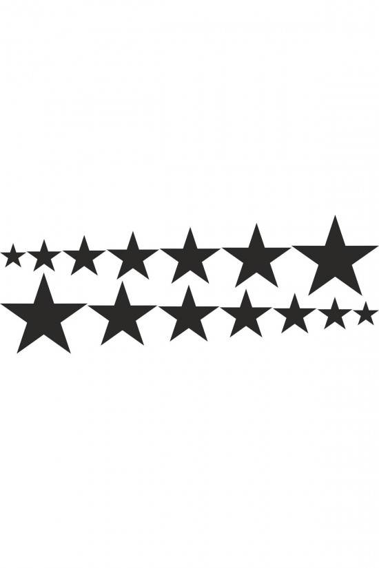 14lü Yıldız Oto Sticker Siyah 40x15 Cm
