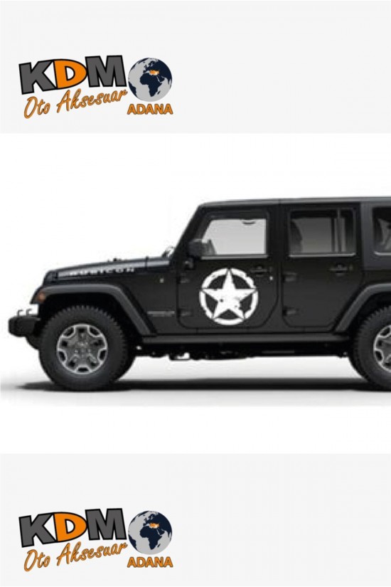 Army Yıldız 2 Adet Off Road Oto Sticker Büyük Boy 20 Cm Beyaz