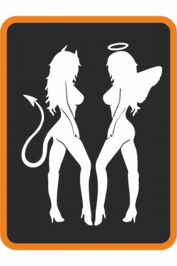 Melek Ve Şeytan Oto Sticker 20x16 Cm Beyaz