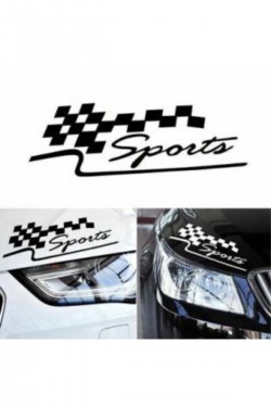 2 Adet Sports Far Üstü Veya Kaporta Sticker - Sağ Ve Sol 30x10 Cm Siyah
