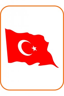 Dalgalanan Ay Yıldız Hilal Bayrak Oto Sticker 10x8 Cm Kırmızı