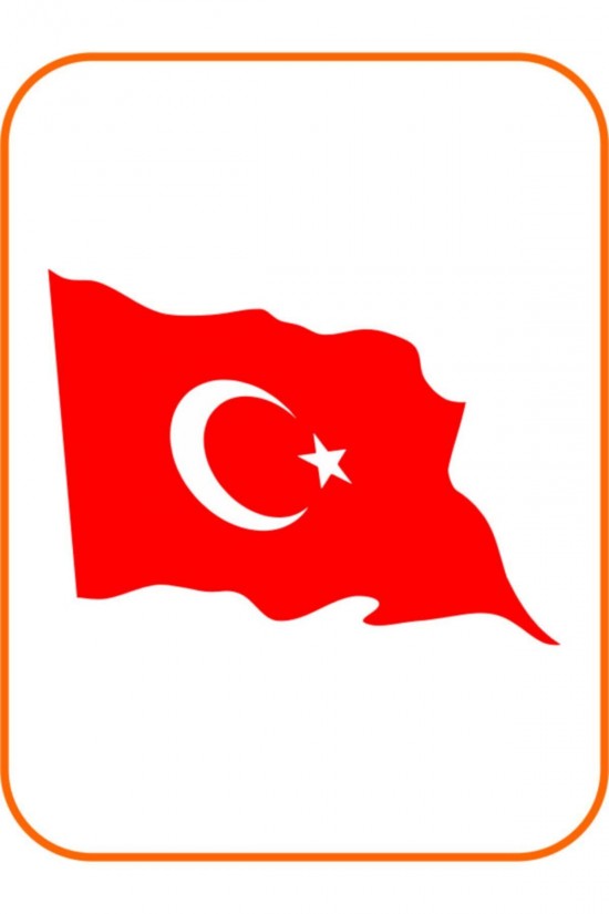 Dalgalanan Ay Yıldız Hilal Bayrak Oto Sticker 10x8 Cm Kırmızı