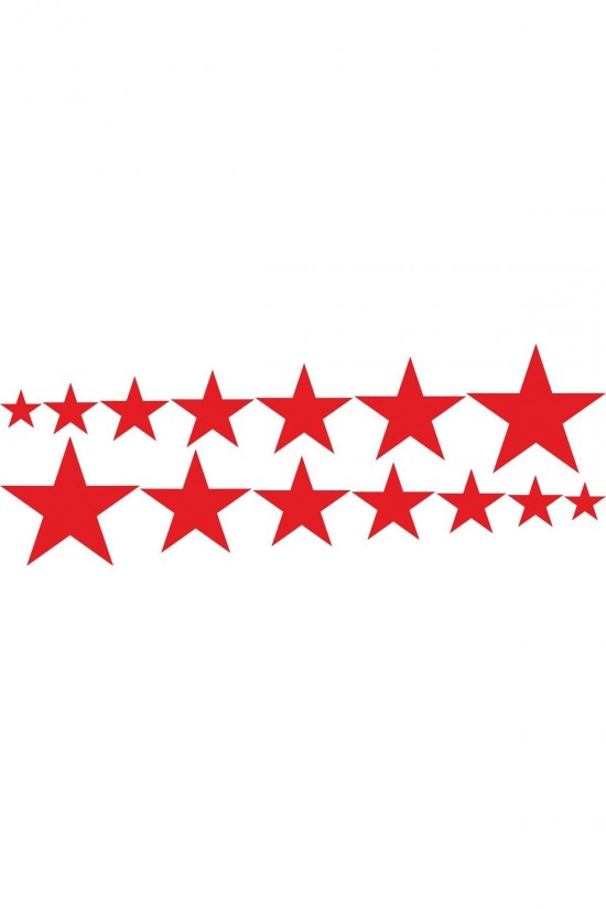14lü Yıldız 40x15 Cm Oto Sticker Kırmızı