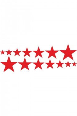 14lü Yıldız 40x15 Cm Oto Sticker Kırmızı
