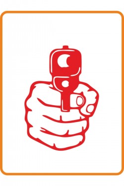 Silah Tutan El Oto Sticker Motor Sticker 15x10 Cm Kırmızı