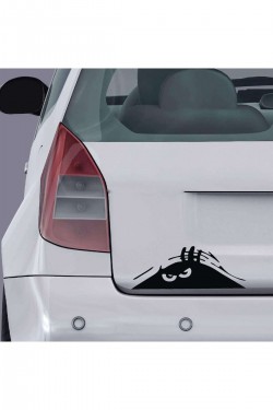 Bagajdan Bakan Kızgın Hayalet Oto Sticker 30x10 Cm Siyah