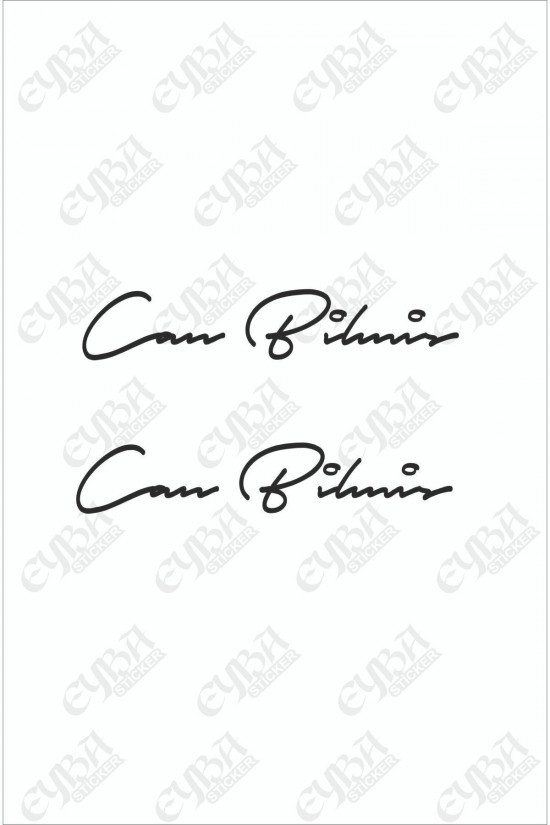 Size Özel Isim Imzası 2 Adet Ad Soyad Imza Etiket- Oto Sticker -20x4 Cm Siyah - Mesaj Atıınız-