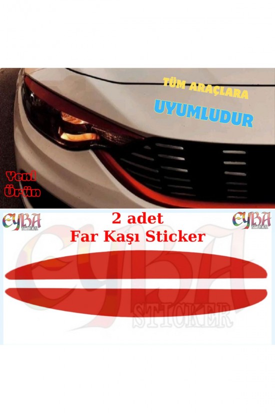 Araç Far Kaşı Sticker 2 Adet Sağ-Sol