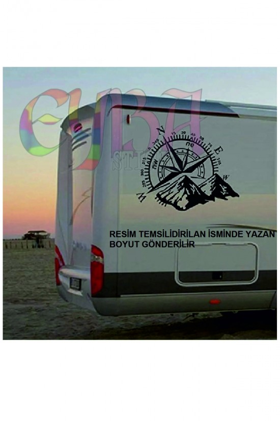 Camp Sticker Doğa- 50x40 Cm Dağ-çam-kamp-doğal-karavan- Piknik-araç Oto Araba Sticker