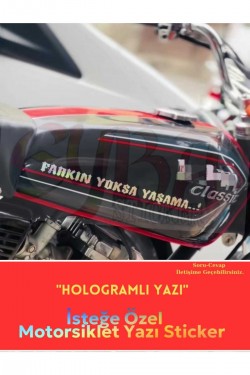 Motorsiklet kişiye özel 25x4 cm hologramlı yazı sticker