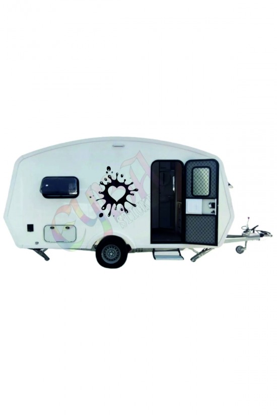 Karavan Ve Traktör Ve Araba Sticker Yapışkan Damlacıklı Kalp Motifi