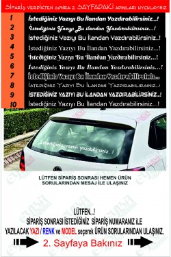 Arka Cam Söz Özel Yazı Stickeri Büyük Cam Yazısı 90x7cm