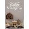 Happy New Year Temalı Vitrin Cam Sticker Dekorasyon 90 x 50 Model 3 Beyaz