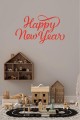 Happy New Year Temalı Vitrin Cam Sticker Dekorasyon 90 X 50 Model 3 Kırmızı