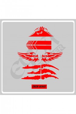 Oto Sticker Mega 4lü Paket Dikiz Kanat Pençe Bagaj Sticker