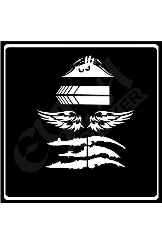 Oto Sticker Mega 4lü Paket Dikiz Kanat Pençe Bagaj Sticker