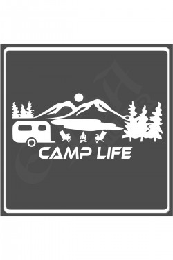 Camp Life Sticker 120X50 1 Adet Oto Sticker - Kamp Karavan Sticker Duvar Sticker