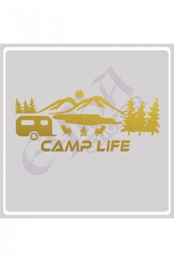 Camp Life Sticker 120X50 1 Adet Oto Sticker - Kamp Karavan Sticker Duvar Sticker