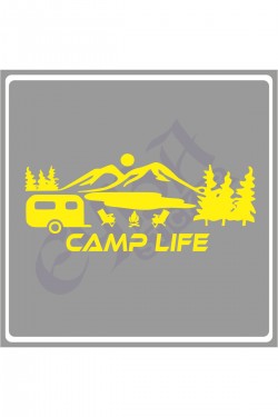 Camp Life Sticker 120X50 1 Adet Oto Sticker - Kamp Karavan Sticker Duvar Sticker
