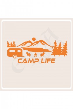 Camp Life Sticker 120X50 1 Adet Oto Sticker - Kamp Karavan Sticker Duvar Sticker
